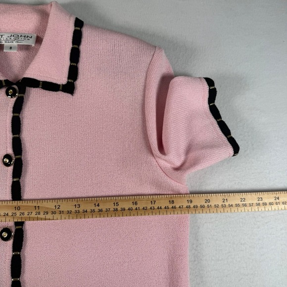 ST JOHN COLLECTION Santana Knit 2 Piece Skirt Suit Set 8 Pink VTG Old Money - Picture 5 of 12